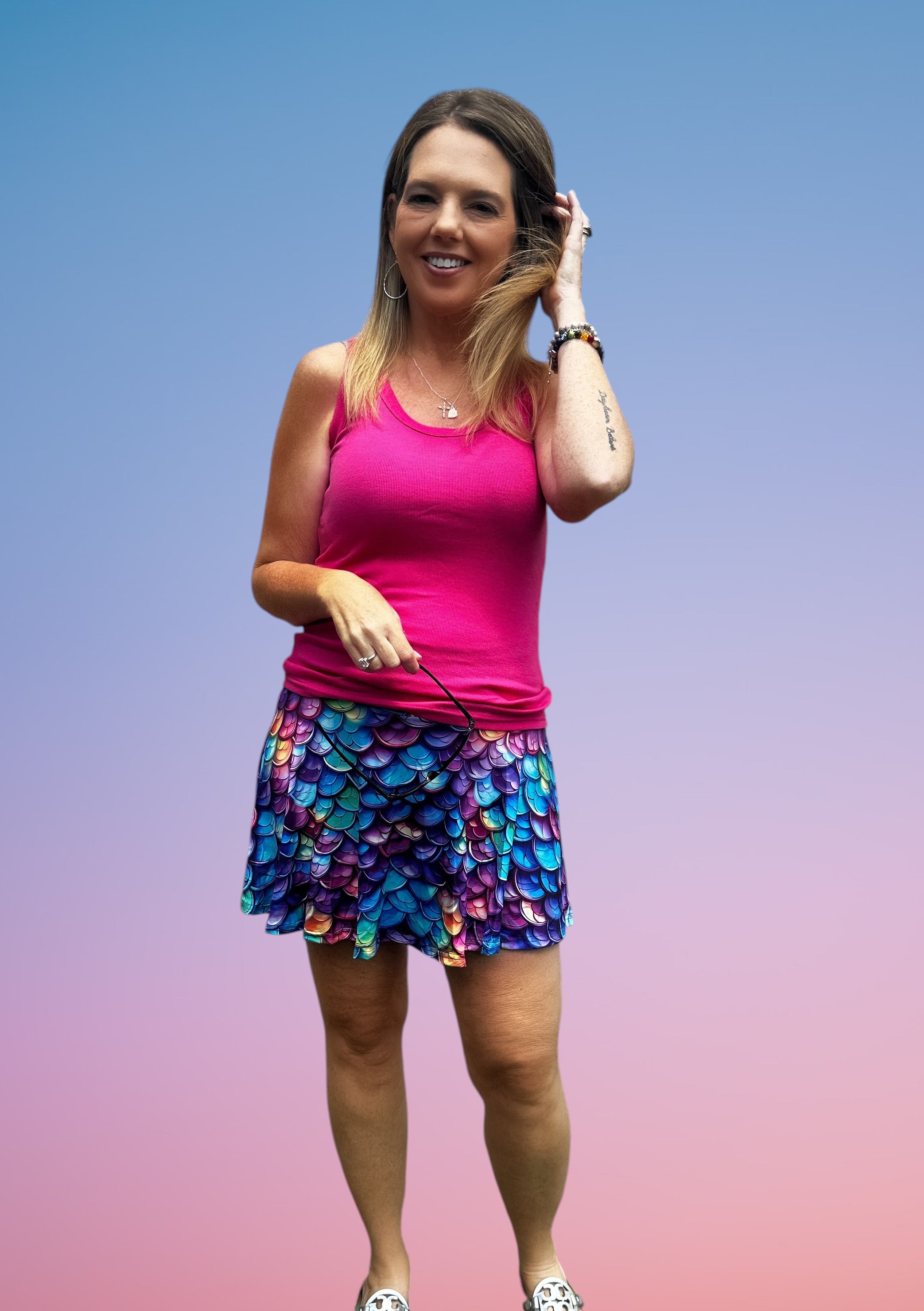 Mermaid Scales Skort W/Pockets