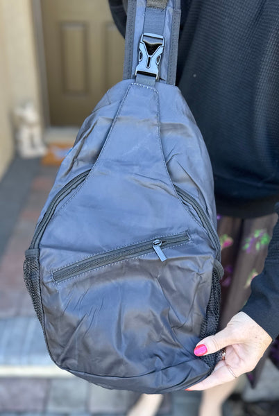 Solid Black Sling Bag