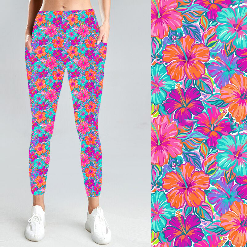Pre-Order Hibiscus W/Pockets Leggings - Due to arrive mid/late August 2026