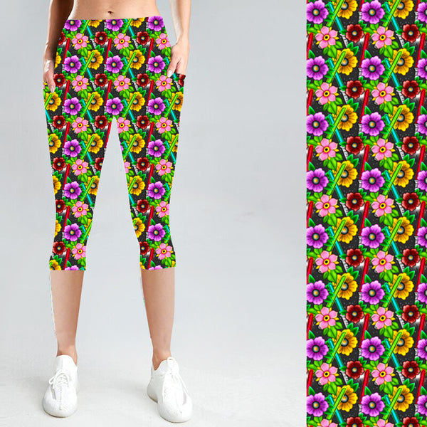 Saber Flowers with Side Pocket Leggings