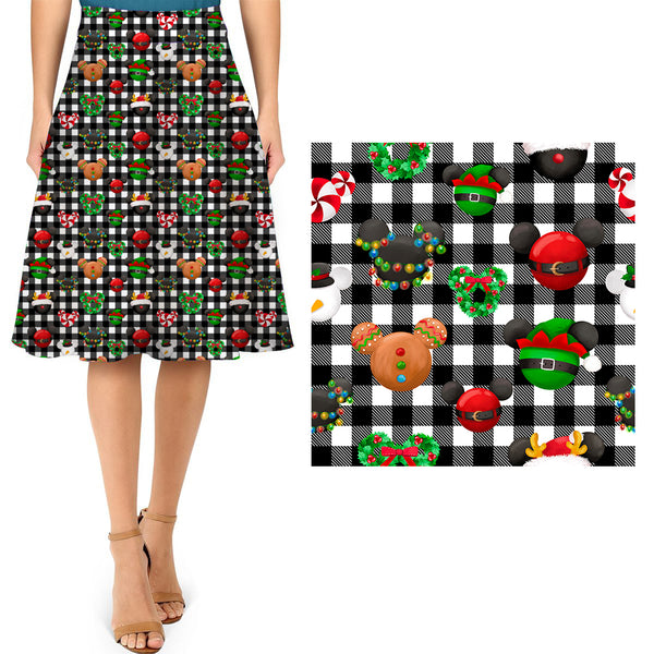 Mouse Check Swing Skirt with Pockets