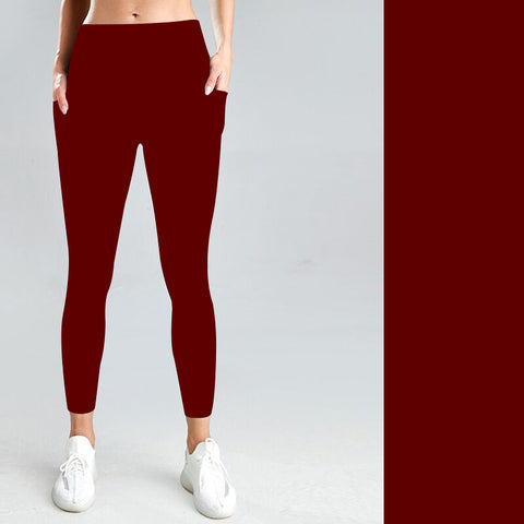 Solid Cranberry with Side Pocket Leggings
