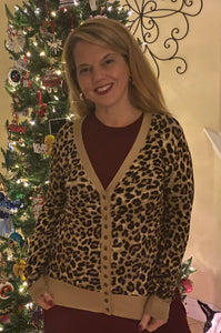 Leopard Print Snap Button Sweater
