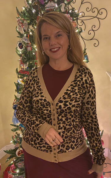 Leopard Print Snap Button Sweater