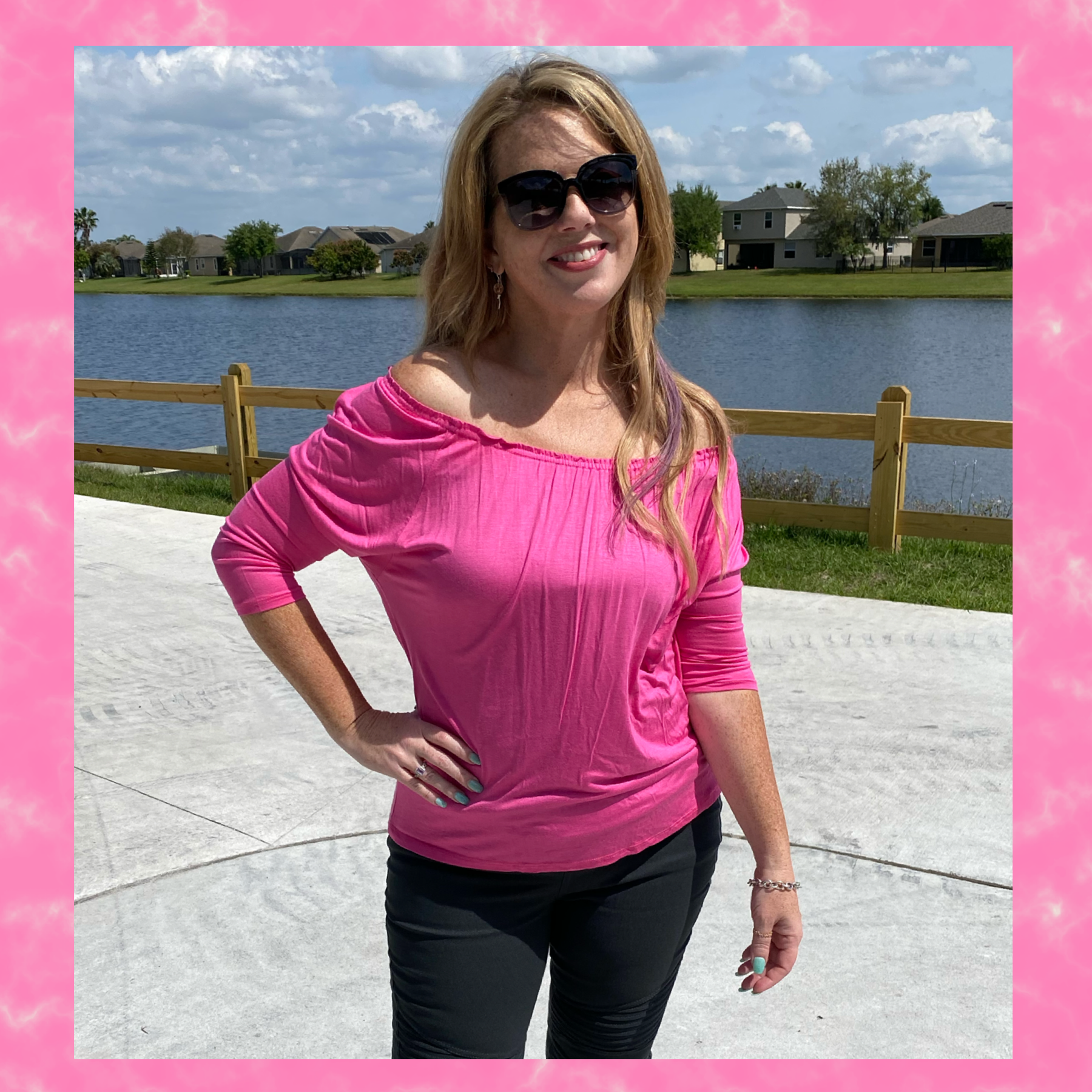 Solid Rayon Ruched Neck Baseball Sleeve Top - Color: Lt. Pink