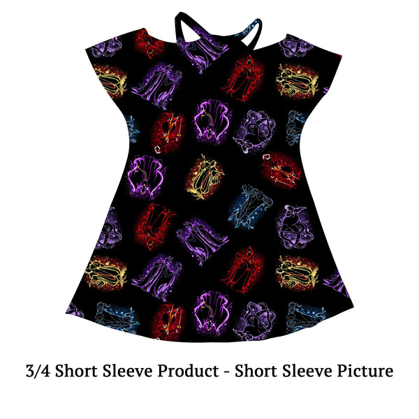 3/4 Length Sleeve Neon Villains Gracie Dress